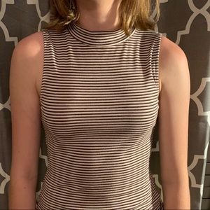 girls striped high neck top